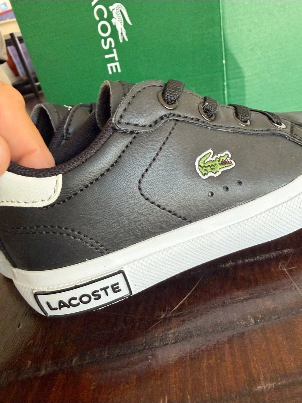 Lacoste Kids Black and White Low-Top Sneakers